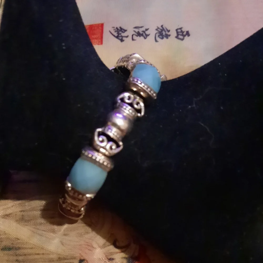 Signed 925 gemstone link bracelet with vintage safety clasp sterling